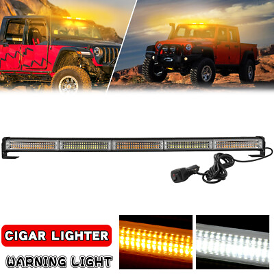 #ad LED Strobe Light Bar Emergency Flashing Warning Hazard Beacon Amber White $49.86