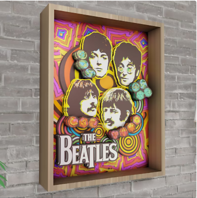 #ad The Beatles Psychedelic 3D Layered Posters New Framed 14#x27;#x27;x11#x27;#x27; $139.00