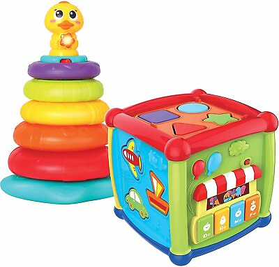 #ad New Baby Toddler Activity Center Cube and Stacker with Shapes and Colors $24.99