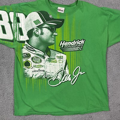 #ad Dale Earnhardt Jr. T Shirt 2008 All Over Print NASCAR Chase Green Amp 88 Size XL $13.95