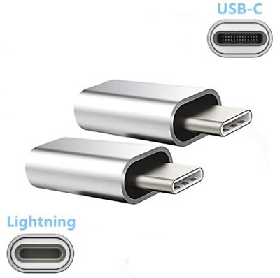 #ad 2 PCS 8 PIN DATA to USB C Type C Charging Adapter for Smart Phone iPhone Silver $0.99