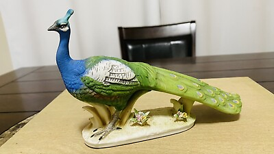#ad Vintage Lefton Peacock Figurine Hand Painted Japan 7quot; Long KW2335 $24.00