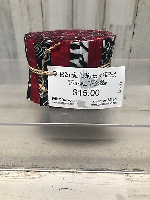 #ad Jelly Roll 24 Strips 2 1 2quot; Black White Red Sushi Roll Batik By Mirah NEW $15.99