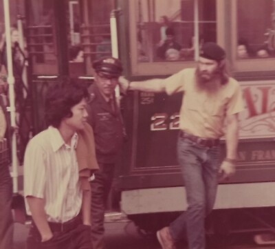 #ad Cable Car Driver Passengers Hippie Falstaff San Francisco CA Photo Vtg 1973 Orig $22.50