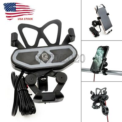#ad Motorcycle Cell Phone Holder Mount USB Charger For Harley Honda Touring Cruiser $21.68