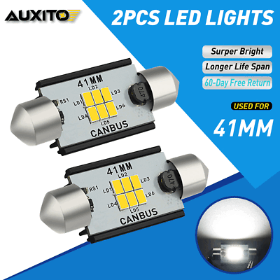 #ad 2x 41MM 42MM LED Interior Light Dome Map License Plate Bulbs 6000K White CANBUS $10.99