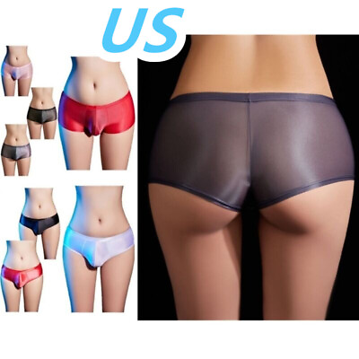 #ad US Sissy Men#x27;s Glossy See Through Boxer Briefs Bulge Pouch Panties Underwear $8.30