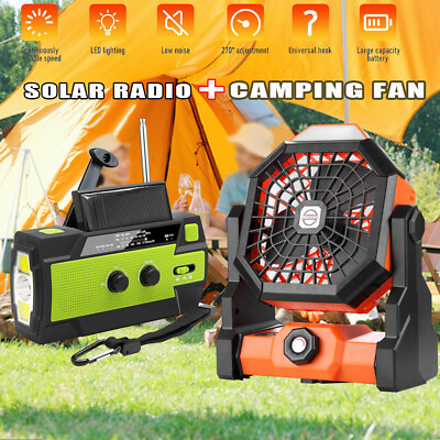 #ad Emergency AM FM NOAA Weather Radio Solar Hand Crank Flashlight Camping Fan $38.98
