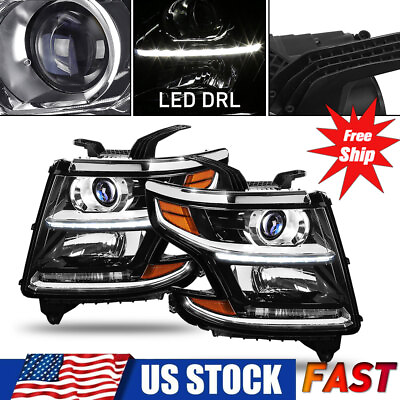 #ad For 2015 2020 Tahoe Suburban Black Projector Headlights Passenger amp; Driver Side $284.90