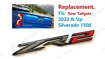 #ad 1PCS Gloss Black Red Rear Tailgate ZR2 Emblem Badge Fit 2022 2024 Silverado 1500 $29.80