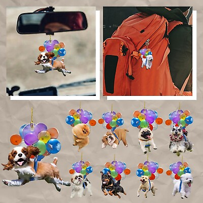 #ad Dog Pendant Bostons Terriers Dog Fly With Bubbles Car Hanging Ornament $5.98