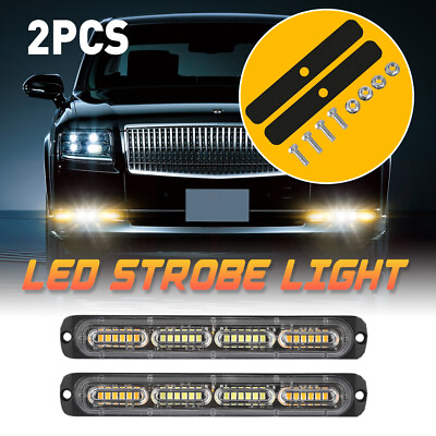 #ad 2*24 LED Amber Truck Car Emergency Beacon Warning Hazard Flash Strobe Light Bar $17.09