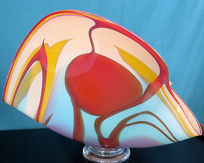 #ad Unique Robinson Scott 2005 Studio Art Glass Handkerchief Bowl Vase LARGE $750.00