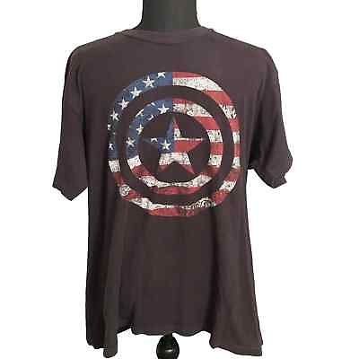 #ad Marvel Captain America Shirt Men’s Large Black T Shirt U.S. Flag Stars amp; Stripes $12.50
