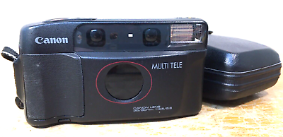 #ad Canon Sure Shot Multi Tele Camera 35mm Photography Film Black Japan Case Battery $80.00