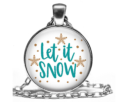 #ad Let It Snow Winter Holiday Photo Jewelry Pendant 24quot; Necklace Snow Lovers Gift $14.95
