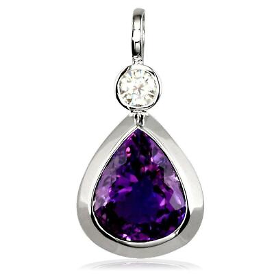 #ad Large Pear Amethyst Pendant in 14K White Gold $1502.00