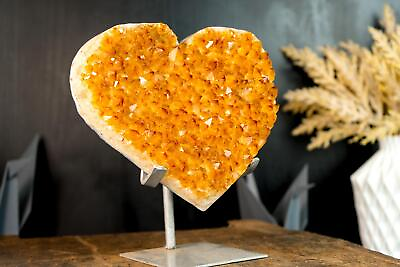 #ad Gorgeous Large Golden Orange Citrine Heart with Sparkly Extra Grade Citrine Druz $355.50