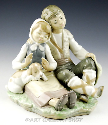 #ad Lladro Figurine FRIENDSHIP BOY AND GIRL COUPLE WITH PUPPY DOG #1230 Retired Mint $80.99