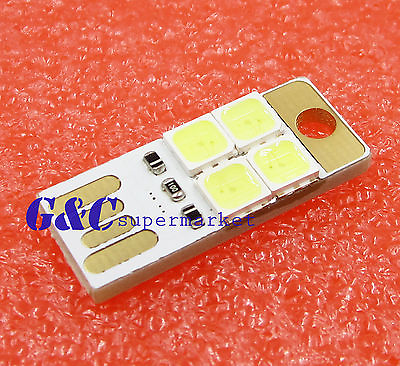 #ad 5pcs 4LED Night Light Card Lamp Keychain White Pocket Mini USB $3.50