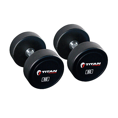 #ad Titan Fitness 50 lb. Pair Round Urethane Dumbbells $319.99