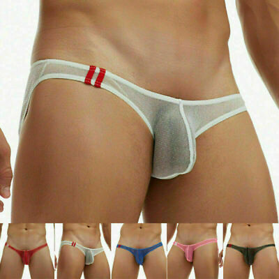 #ad Mens Sheer Mesh Low Rise Bikini Thong G string Briefs Tanga Underwear Swimwear $7.99