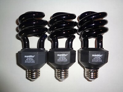 #ad 3 Sunlite CFL Fluorescent Spiral Black Light Bulb 120V 20W STANDARD E26 MED BASE $31.95