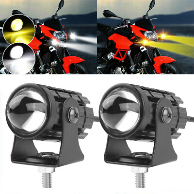 2X Motorcycle LED Spot Light Headlight Driving Auxiliary Fog Lamp Yellow White $17.98
