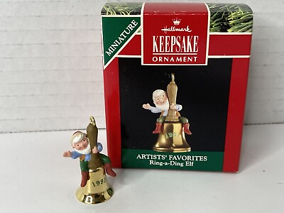#ad Hallmark quot;Ring a Ding Elfquot; Miniature Ornament 1991 NEW FREE SHIPPING $12.55