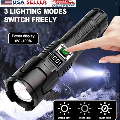 #ad Rechargeable 25000000Lumens LED Flashlights 30W Super Bright Work Light Zoomable $18.95