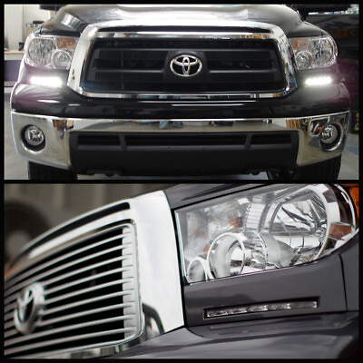 #ad Fits Silver 07 13 Tundra Sequoia Bumper Headlights Panel DRL Smd LED Fog Lights $90.96