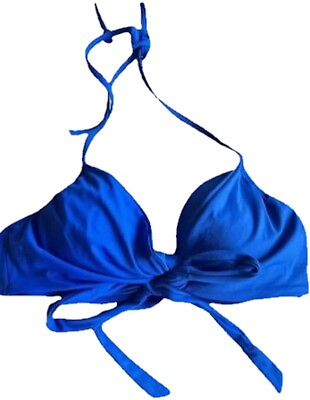 #ad #ad NWT Carmen Marc Valvo Blue Wrap L Halter Underwired Bikini Swim Top 116723 $29.99
