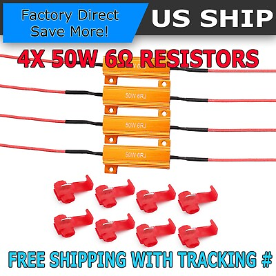 4pcs Load Resistor 50W 6RJ 6ohm LED Decoder FIX Hyper Flash Turn Signal Blinker $6.99