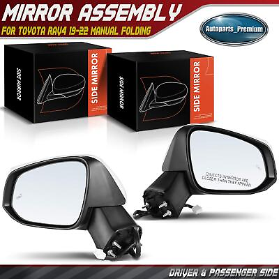 #ad 2x Left amp; Right White Power Heated Mirror for Toyota RAV4 19 22 Manual Folding $111.99