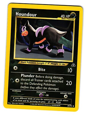 #ad Houndour 39 75 Neo Discovery 1st Edition 2001 Light Play LP $6.99