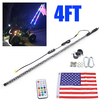 4ft RGB LED Whip Light Chasing Antena Polaris Remote Flag For ATV RZR UTV Buggy $53.00