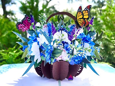 #ad 3D Pop Up Greeting Card Flower Floral Butterfly Birthday Thank You Mother Family $9.95