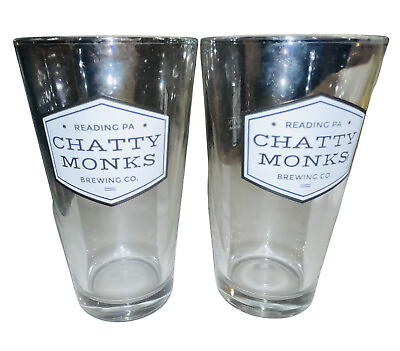 #ad Chatty Monks Brewing Co. Pint Glasses Reading PA Relative Care Lot of 2 $11.09