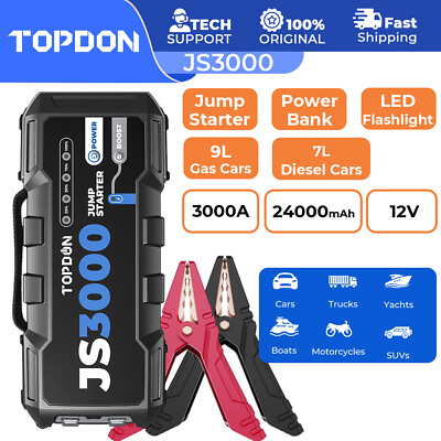 #ad TOPDON JS3000 Jump Starter Battery Booster 3000A 24000mAh Power Jumper Starter $132.99