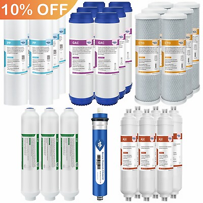 #ad 6 Stage 50 75 100 150 GPD Reverse Osmosis System pH Alkaline RO Water Filter Set $44.99