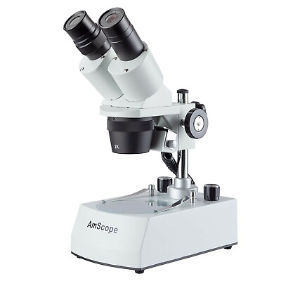 #ad AmScope Cordless Portable 20X 40X Stereo Microscope w Top amp; Bottom LED Lights $106.79