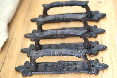 #ad 4 Cast Iron Antique Style Barn Handles Gate Pull Shed Door Handles Pulls Garden $32.99