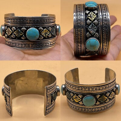 #ad Wonderful Unique Mix Silver Lovely Turquoise Stone Beautiful Bracelet $70.00