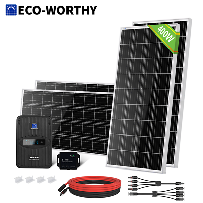 #ad ECO WORTHY 400W Watt Solar Panel Kit Monocrystalline 12V Volt for Home RV $399.99