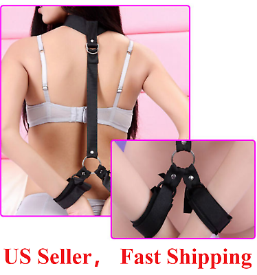 #ad BDSM Bondage SM Kit Women Neck Collar Restraint Set Love Black Slave Hand Cuffs $8.95