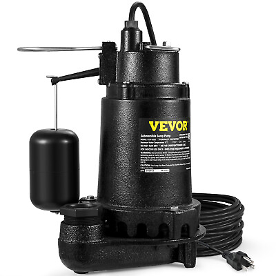 #ad VEVOR Submersible Sump Pump Water Pump 1HP 5600GPH Cast Iron w Float Basement $149.98