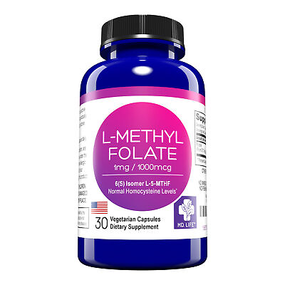 #ad MD.Life L Methylfolate5 MTHF 1 mg 30 Ct Active Form of Folic Acid B Vitamin $9.95
