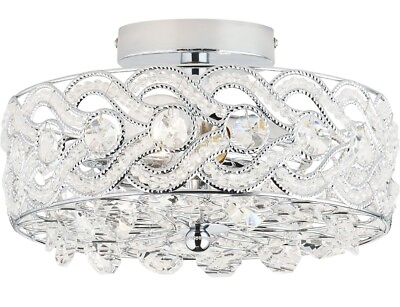 #ad Ceiling Light Fixture Glam Semi Flush Mount Braided Nickel Crystal Accents $33.99