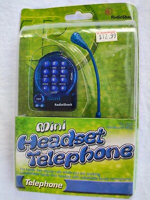 #ad Radio Shack mini headset Handsfree Microphone Landline Plug Vintage Blue $14.39