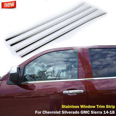 #ad Stainless Window Trim Strip For Chevrolet Silverado GMC Sierra 14 18 Accessories $89.99